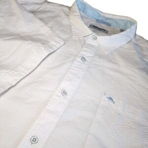 TOMMY BAHAMA Nova Wave Button Shirt Mens 3XLT White Cotton Seersucker Beach